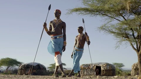 Samburu Warriors Stock Footage 95480601