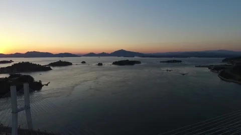 Samcheonpo Bridge Sunset Drone 스톡 동영상 317675313