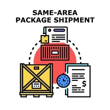 Same area package shipment delivering logistic services concept Stock Illustration