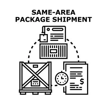 Same area package shipment delivering logistic services concept Stock Illustration