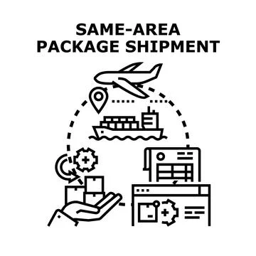 Same area package shipment logistic delivery concept Stock Illustration