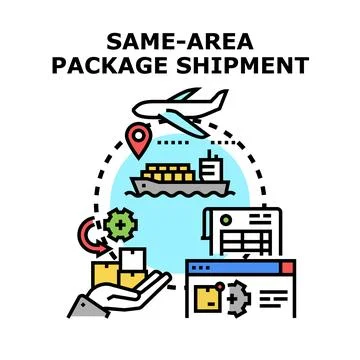 Same area package shipment logistic delivery concept Stock Illustration