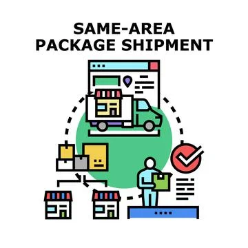 Same area package shipment logistics concept illustration Stock Illustration