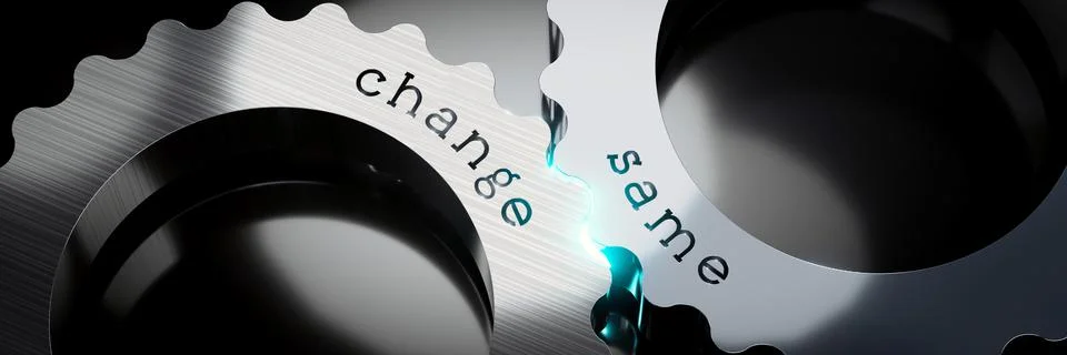 Same, change - gears concept - 3D illustration Stock Illustration