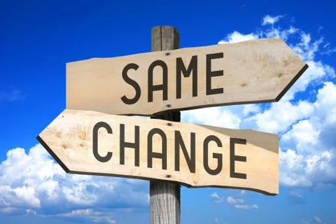 Same, change - wooden signpost Stock Illustration