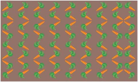 Same color of carrot placed in a different way on abstract background Stock Illustration