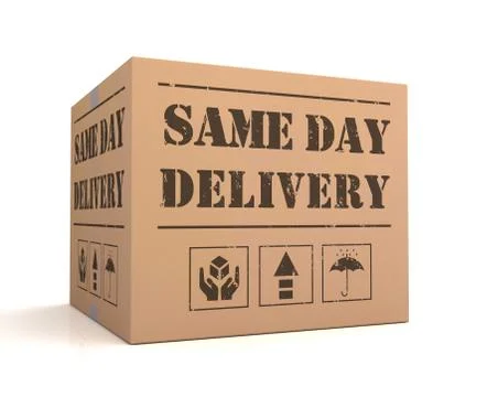 Same day delivery cardboard box concept 3d illustration Stock Illustration
