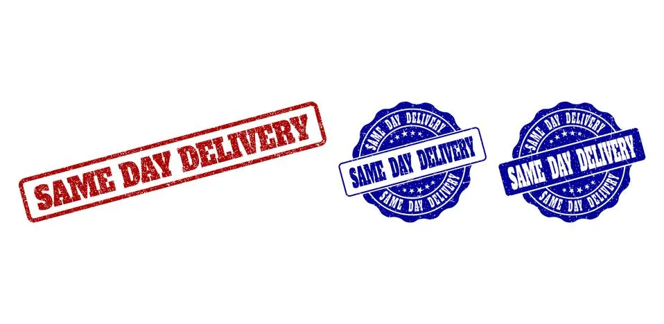 SAME DAY DELIVERY Scratched Stamp Seals Illustrazione stock