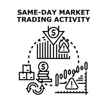 Same day market trading activity with financial risk Stock Illustration