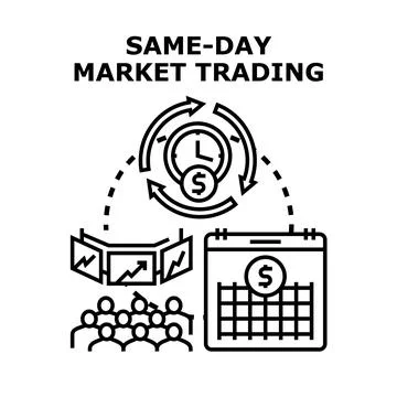 Same day market trading concept vector illustration Stock Illustration