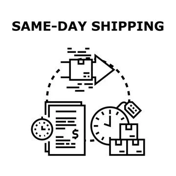Same day shipping process with fast delivery service Stockillustratie