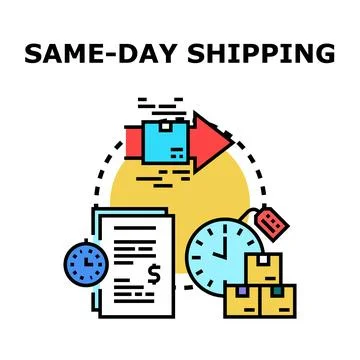 Same day shipping process with fast delivery service 스톡 일러스트