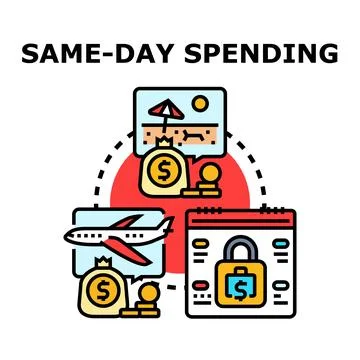 Same day spending financial commerce concept illustration Stock Illustration