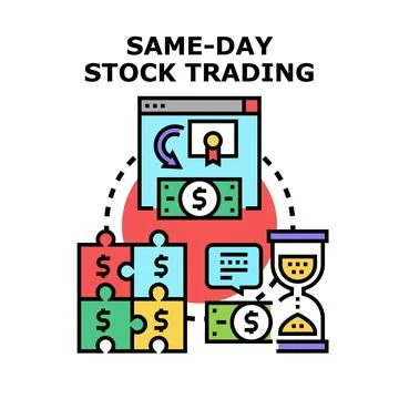 Same day stock trading concept creating profit and quick transaction Stock Illustration
