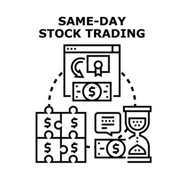 Same day stock trading concept creating profit and quick transaction Stock Illustration