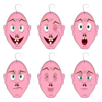 Same face with different emotions 库存插图