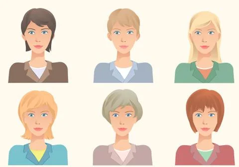 The same face with different hairstyles. Vector illustration avatars. Stock Illustration
