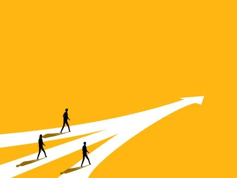 Same goal. Different businessmen walk the same path for opportunities Stock Illustration