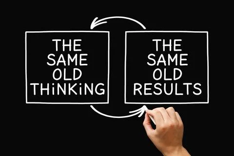The Same Old Thinking The Same Old Results Motivational Concept Stock Photos
