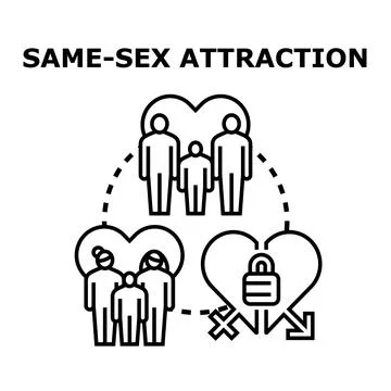Same sex attraction loving couples family relationships concept Stock Illustration