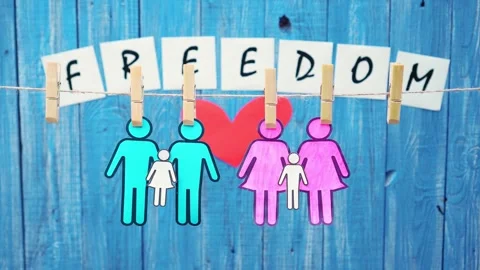 Same-sex marriages. Same-sex relationships. human figures. LGBT concept. Stock Footage 248113063