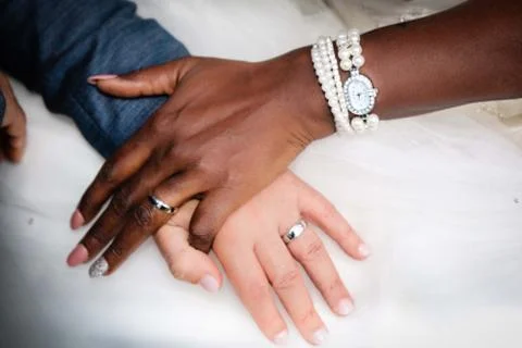 Same sex Married couple showing their Wedding Rings Stock Photos