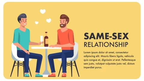 Same Sex Relationship Equality Flat Cartoon Banner Stock Illustration