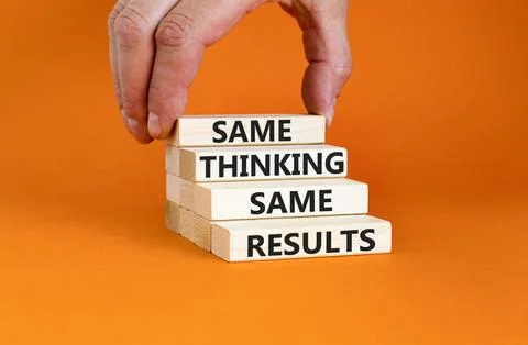 Same thinking and results symbol. Concept word Same thinking same results o.. Stock Photos