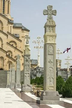 Sameba Cathedral, the largest orthodox cathedral in Georgia Stock Photos