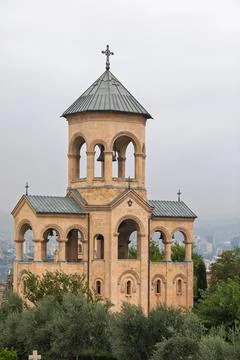 Sameba Holy Trinity Cathedral Complex Bell Tower In Tbilisi Stock Photos