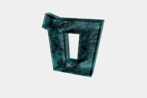 Samech - 15th  Character from the Hebrew alphabet aqua on white 3D Illustrazione stock