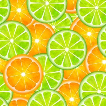 Sameless lemon and orange pattern painting Stock Illustration