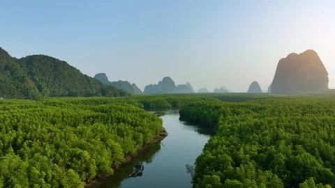 Samet Nang Chee Viewpoint, Phang Nga Province, beautiful sea of ​​Thailand Stock Footage 296047399