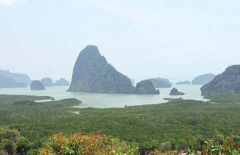 Samet nang shee view point. located on the mountain in Phang Nga Stock Photos