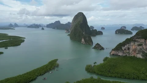 Samet Nangshe Viewpoint Overlooking Phang Nga Bay in Thailand Stock Footage 334623728