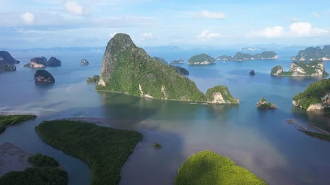 Samet Nhang Shee Viewpoint and surrounding area of mangrove forest Stock Footage 129046330