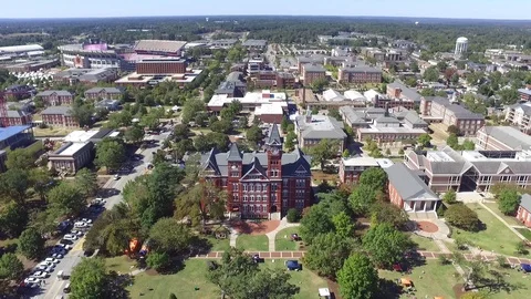 Samford Hall and Stadium Flyover - Auburn University Stock Footage