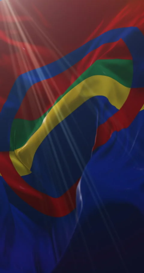 Sami People Flag. 4K Vertical. Loop Stock Footage 306045938