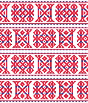 Sami seamless vector design, Lapland cross-stitch vector pattern, folk art Stock Illustration