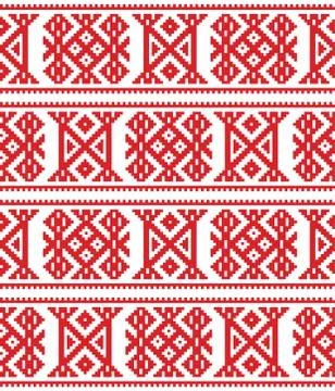 Sami seamless vector design, Lapland cross-stitch vector pattern, folk art Stock Illustration