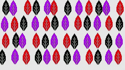 Samless loaping Pixelated Leaf Pattern Digital Stock Footage 319883748