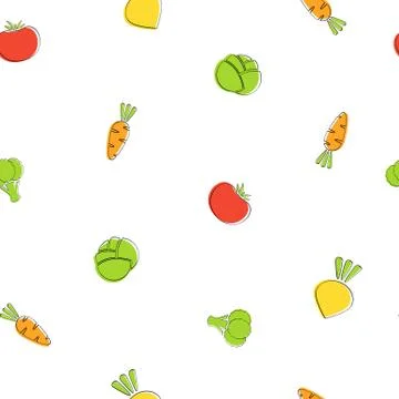 Samll season vegetable seamless background graphic Stock Illustration