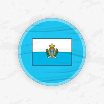 Sammarinese Flag in a Circular Emblem Design, Abstract Round Sticker Illust.. Stockillustratie