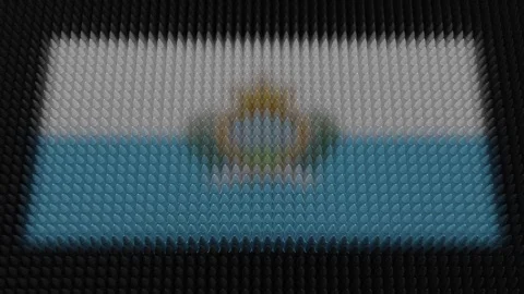 Sammarinse Flag Light Shining on Scrolling Bullets Stock Footage 299701828