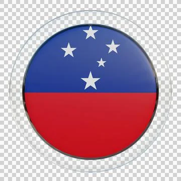 Samoa 3d illustration flag on pole. Wood flagpole Stock Illustration