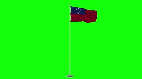 Samoa 3D Illustration Of The Waving flag On a Pole With Chroma key Stock-Footage 160865798