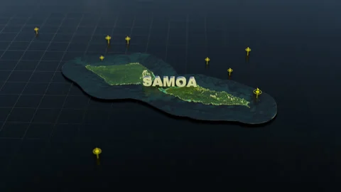 Samoa 3D Map With Animation Stock Footage 309586051
