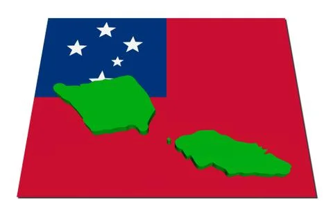 Samoa 3d render map on their flag illustration Stock Illustration