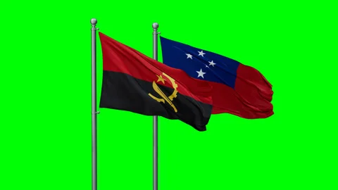 Samoa and Angola two flags Stock Footage 291847009