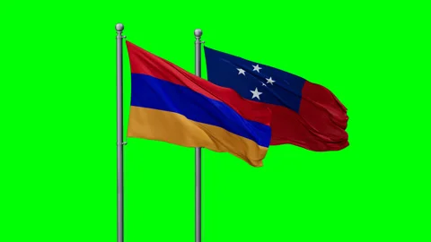 Samoa and Armenia two flags Stock Footage 293730576